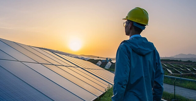 solar panel and sun giving energy