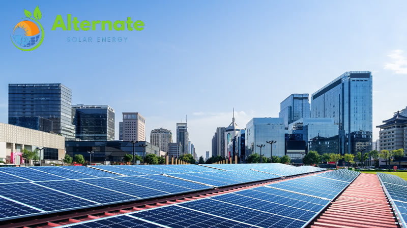 Solar Panels Energy System In The Commercial areas