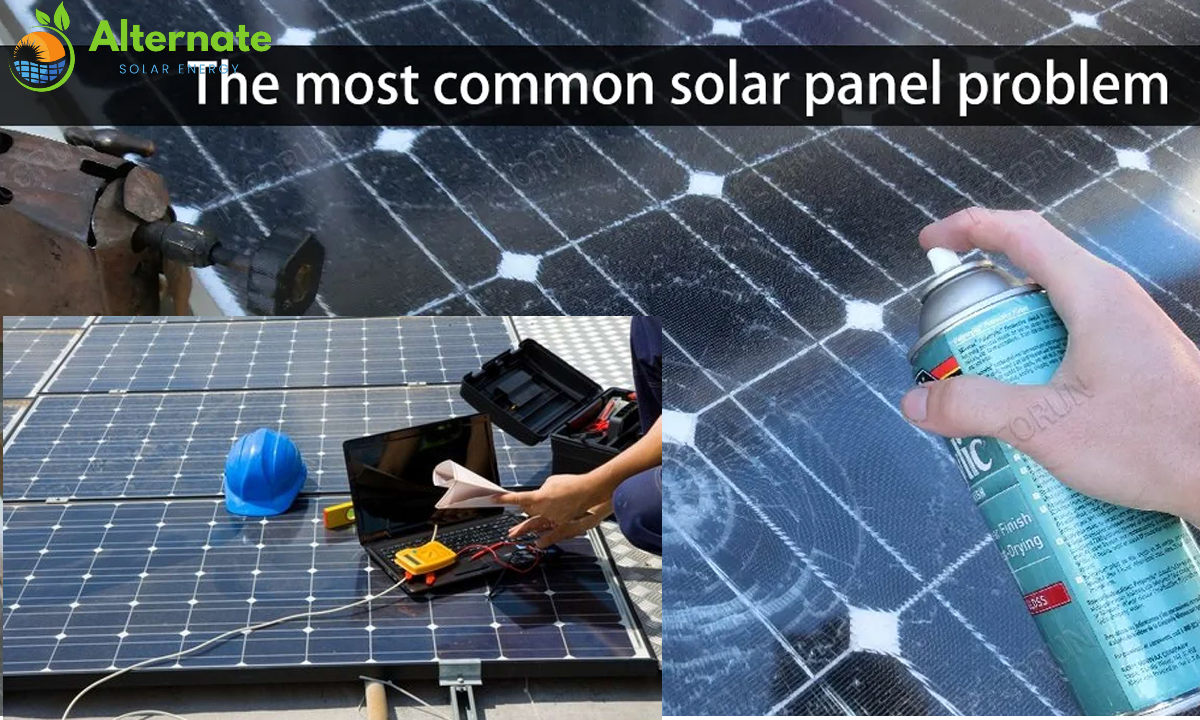 Solar Panel repairing with Laptop and Spray A cape of Mechanic