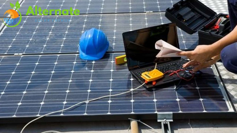 Solar Panels checking from the Laptop for Maintenanace